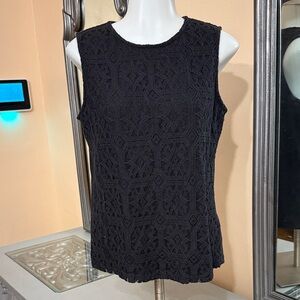 Talbots Small Black Lace Textured Sleeveless Top